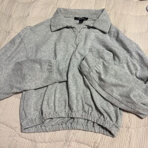 Forever 21 Heather Gray Collared Crop Top